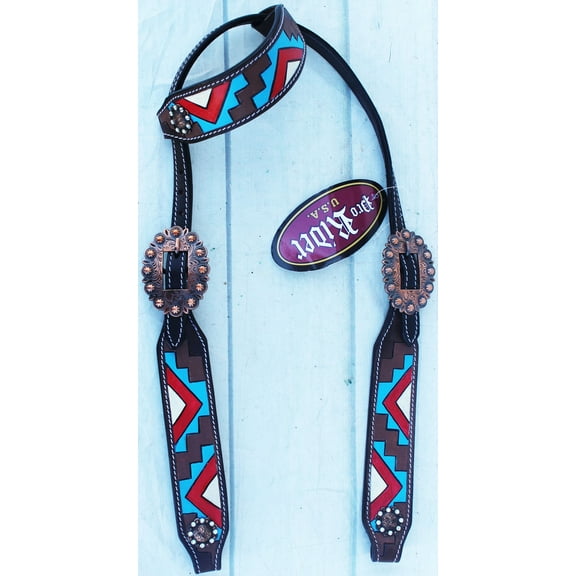Horse Show Bridle Western Leather Rodeo Headstall Dark Brown Tack 8849HA