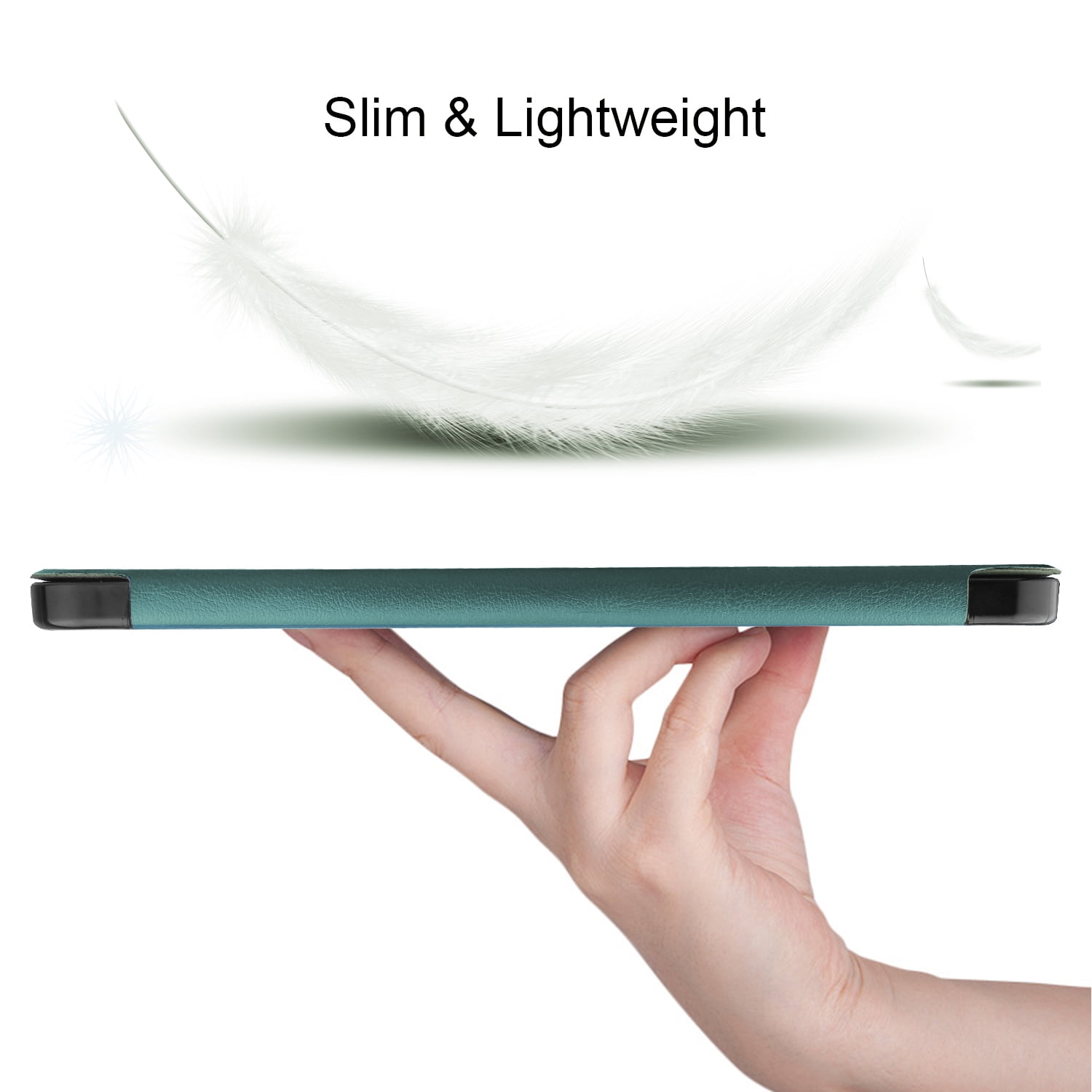 SaniMore for Apple iPad Air 11 (2024) Case, Auto Sleep/Wake, PU Leather Case with Tri-Fold Kickstand & Pencil Holder Shockproof Protective Cover for Women Men, Darkgreen