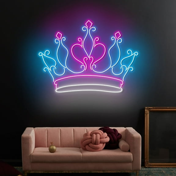 Craftnamesign Queen Crown Neon Art, Crown Led Light For Wall Decor, Crown Led Signboard