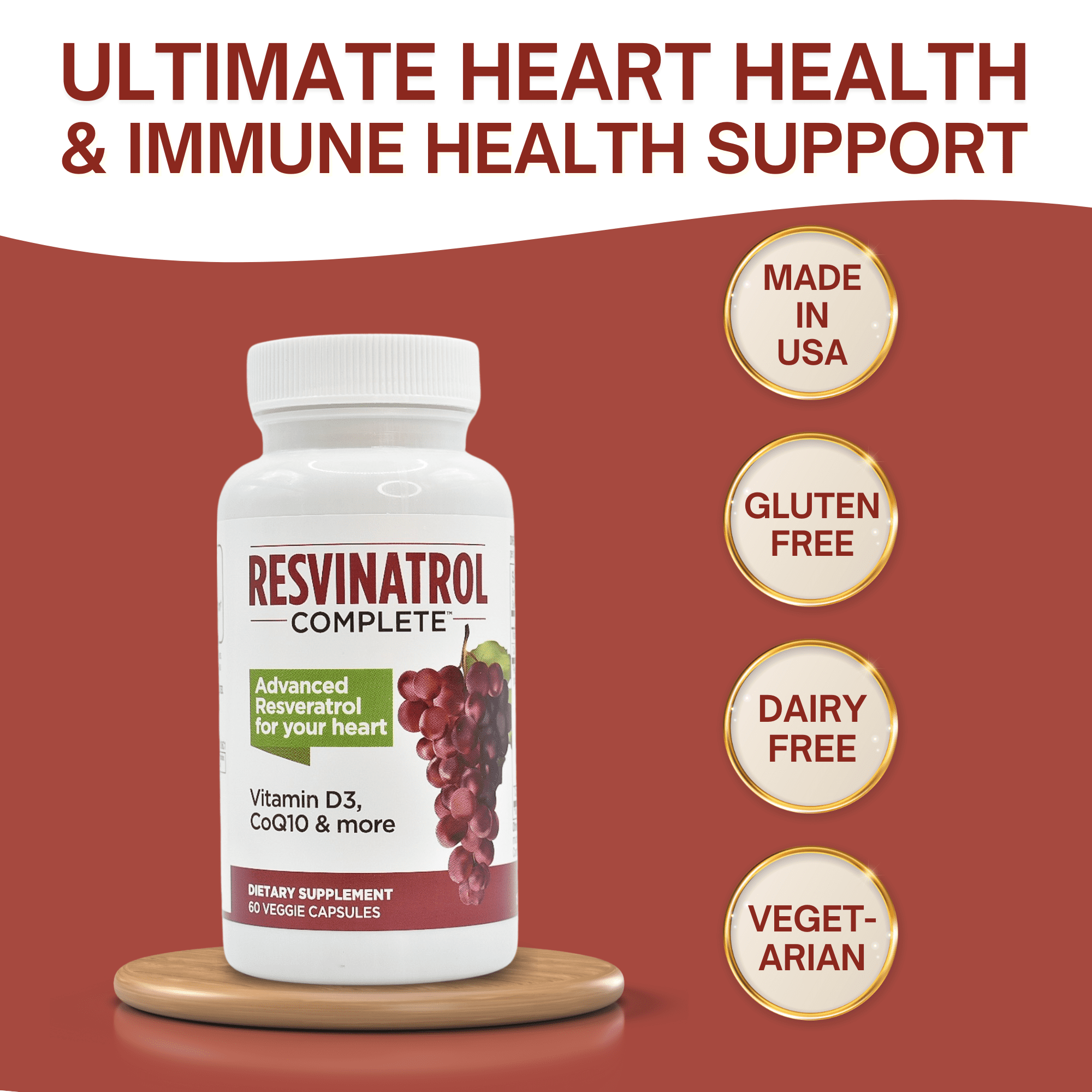 Resvinatrol Complete Capsules, 60 Count - Resveratrol Supplement Supports Heart Health, Healthy Aging and Immune Health