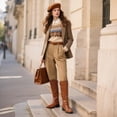 thumbnail image 2 of Bota DREAM PAIRS Utah para Mujer, Altura hasta la Rodilla, Marrón, Talla 8, 2 of 7
