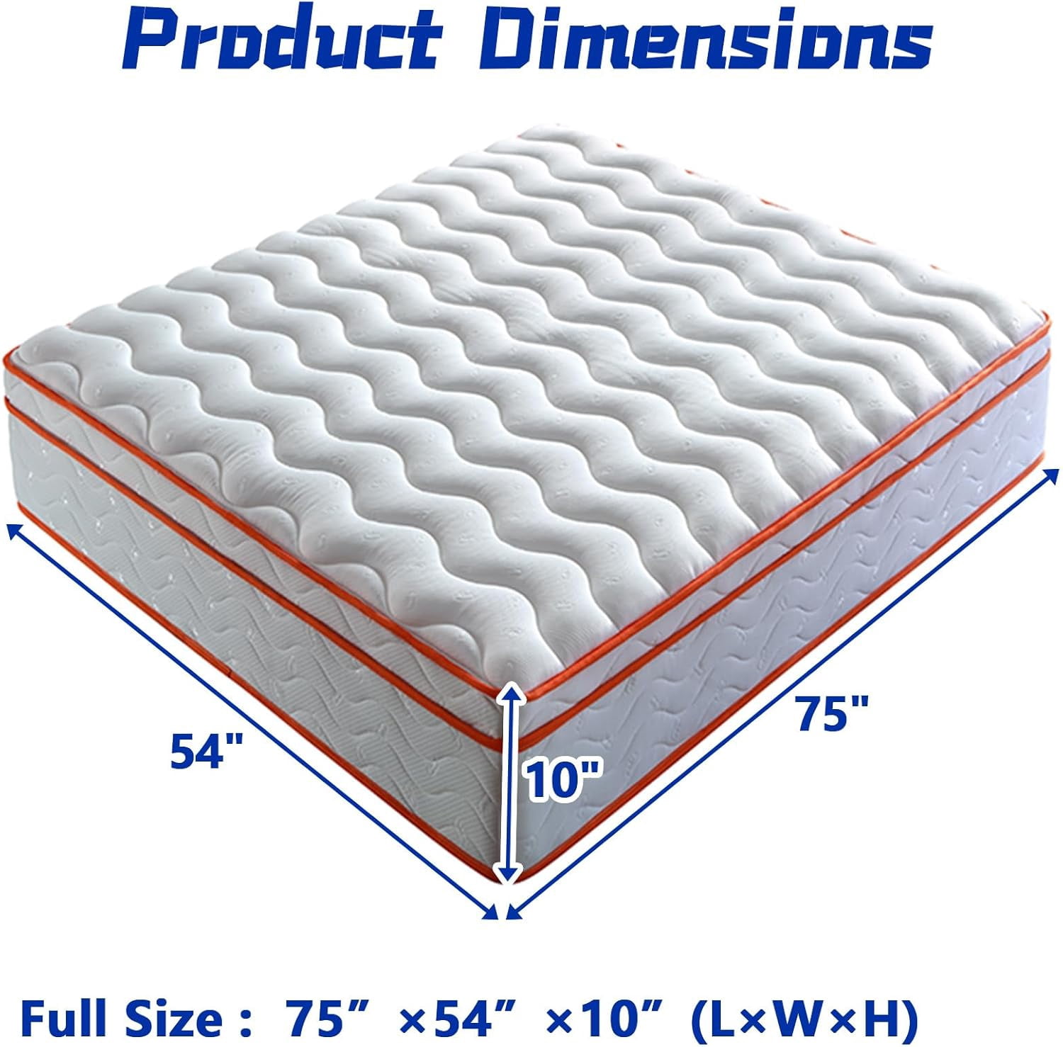 10 Inch Full Size Mattress in A Box, Full Size Memory Foam Mattress with Pocket Spring, Medium Firm for Pressure Relief, Motion Isolation, Certipur-Us Certified(Full, 10, 10, Inches)