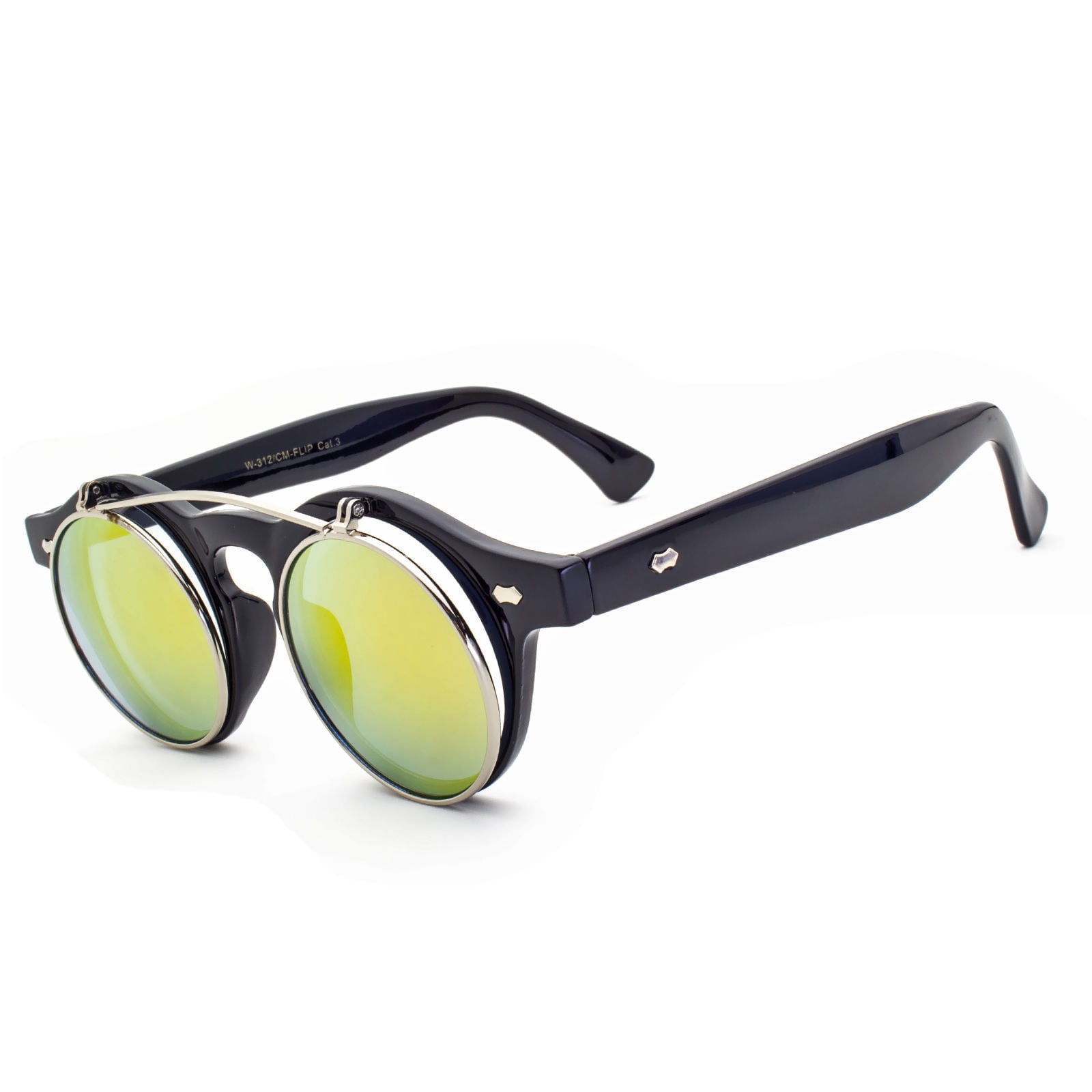 Django Round Flip Up Mirror Color Lens Round Shape Circle Sunglasses