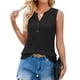 thumbnail image 3 of Blusa de Verano Sin Mangas con Cuello en V y Abertura en el Cuello con Panel de Encaje para Mujer Negro XL, 3 of 9