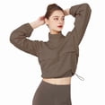 thumbnail image 3 of Women'S Zip Up Athletic Jacket Stand Collar Windproof Sun Protection Workout Outdoor Jacket Chestnut Color M, 3 of 8