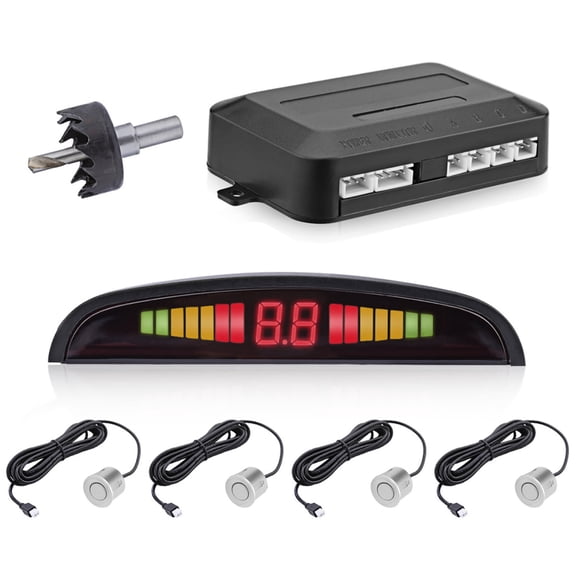 Ipretty Car Parking Sensor Car Auto Vehicle Visual Reverse Backup Radar System with 4 Parking Sensors Garage Parking Aid with LCD Distance Display Buzzer Beep-Beep Alarm Indicator delightful