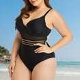 thumbnail image 3 of Neinkie Women Plus Size One Piece Swimsuits Tummy Control Bathing Suit Front Crossover Swimwear Strapless Monokinis, 3 of 7