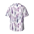 thumbnail image 4 of Goofa Lavender Flowers Printed Men's Casual Short-sleeved Shirt,Lightweight Breathable Button-down,Summer Casual men's top,Versatile Fashion shirt-4X-Large, 4 of 7