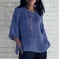 thumbnail image 2 of HCYSFG Plus Size Blouses for Women Summer Chiffon 3/4sleeve Tunic Tops Dressy Scoop Neck Casual Loose Flowy Shirts, 2 of 5