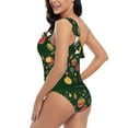 thumbnail image 4 of Rateoe Christmas Pattern Women One Piece Swimsuits Tummy Control One Shoulder Bathing Suits Ruffle Swimwear-, 4 of 6