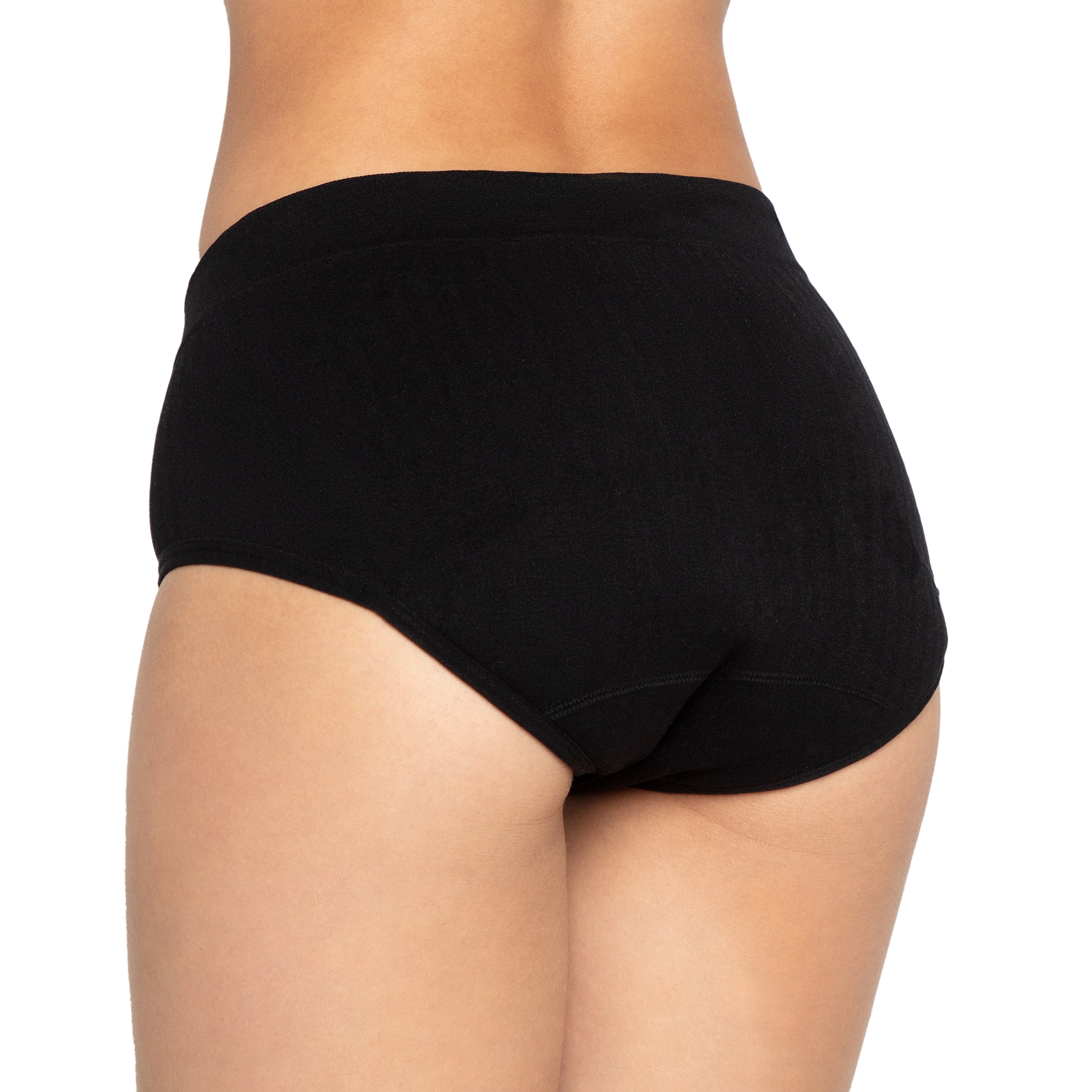 The Period Company. Sporty Stretch Bikini, Period Underwear for Heavy Flows, Black