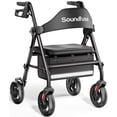 thumbnail image 1 of Andador con ruedas Soundfuse con asiento para personas mayores, plegable, con ruedas grandes de 8", todoterreno, asas y asiento ergonómico de altura ajustable, 169 kg (350 lb), compatible con FSA y HS, 1 of 5