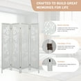 thumbnail image 3 of Fionafurn 4 Panels Wood Carved Room Divider - Folding Privacy Screen, White, #K1, 3 of 6