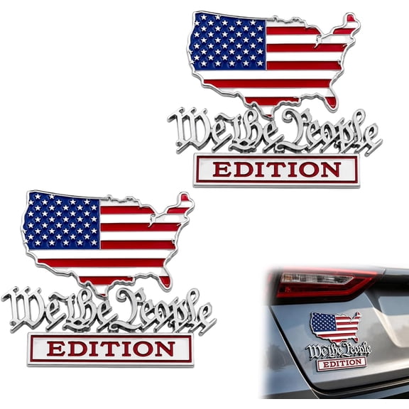 Patriot Flag Metal Car Emblem, 3D Red And Blue Flag Design, 2 Pcs Metal Badge Decal Suitable For Automotive, Trucks, Suv, Motorcycle(RL)