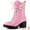 Pink, variant on Unique Bargains Women's Zipper Platform Chunky Heel Combat Boots