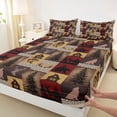 thumbnail image 4 of Erosebridal Rustic Farmhouse Queen Sheet Sets, Red Brown Buffalo Bed Set, 4 Pieces, 4 of 5
