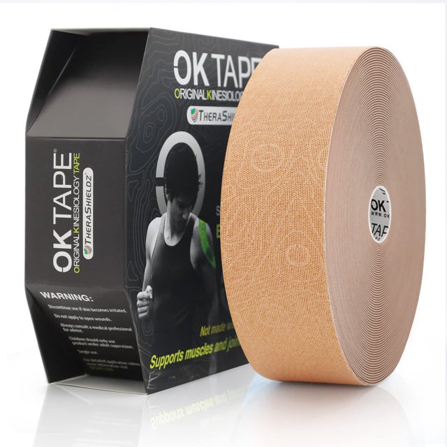 Cinta kinesiológica a granel OK TAPE PRO (5 cm x 31,4 m), color beige+beige