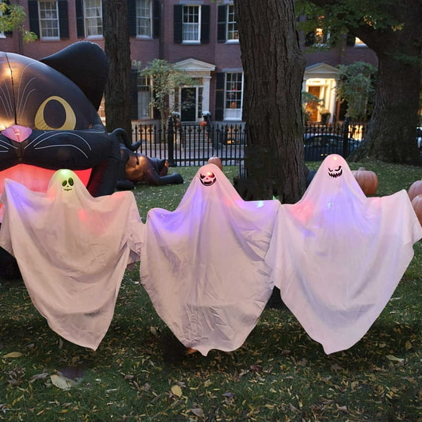 Juego de 3 Luces Led de Fantasma para Halloween, Decoración de Césped para Fiestas Al Aire Libre