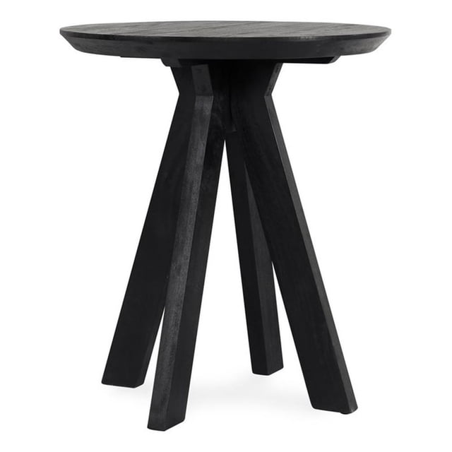 Pemberly Row Transitional 32" Round Mango Wood Counter Table in Black