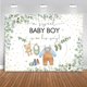 thumbnail image 1 of Fondo de bebé niño para baby shower, hojas verdes, decoraciones para baby shower, acuarela floral, eucalipto, puntos dorados, decoración para mesa de pastel, pancarta, accesorios de estudio para, 1 of 3