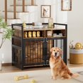 thumbnail image 1 of Cage pour Chien Style Meuble avec 2 Tiroirs de Rangement et Mangeoire Réglable, Table d'Appoint en Bois pour Usage Intérieur, 1 of 7
