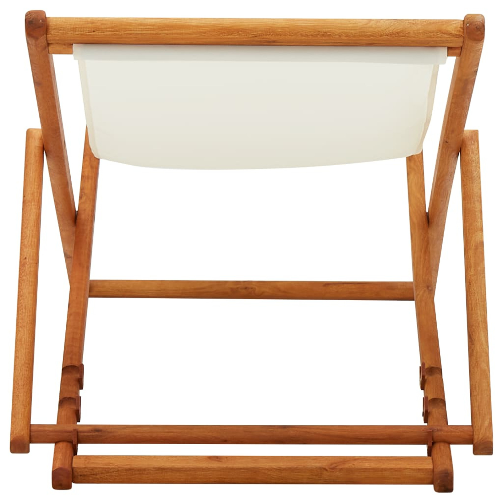 Suzicca Folding Beach Chair Eucalyptus Wood and Fabric White - image 4 of 6