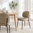 thumbnail image 3 of Set of 2 Upholstered Modern Dining Chairs, Mid Century Kitchen Chairs with Curved Backrest and Metal Legs for Dining Room, Living Room, Camel, 3 of 14
