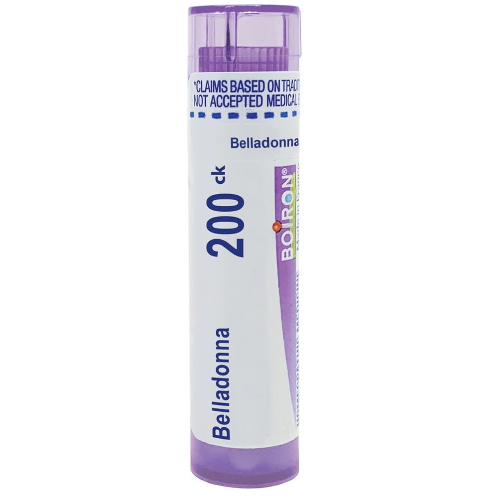 Boiron Belladonna 200CK, Homeopathic Medicine for High Fever (Up To 102F) Of Sudden Onset With Perspiration, 80 Pellets