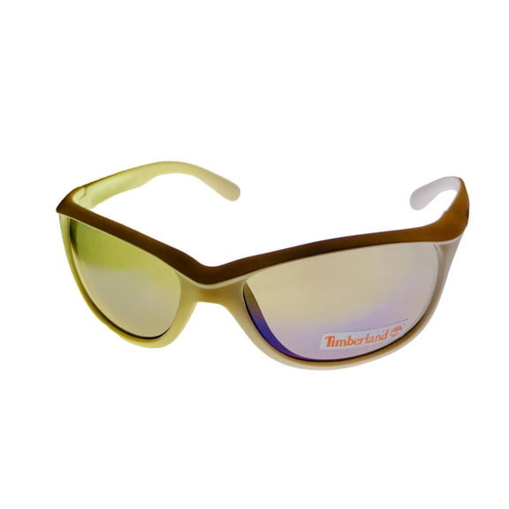 Timberland Matte White Mens Plastic Rectangle Sunglass, Flash Lens TB7117 21C