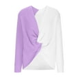 thumbnail image 3 of Lovskoo Sweaters for Women Trendy Casual Long Sleeve Casual Color Contrast Patchwork Sweater Blouse Purple, 3 of 7