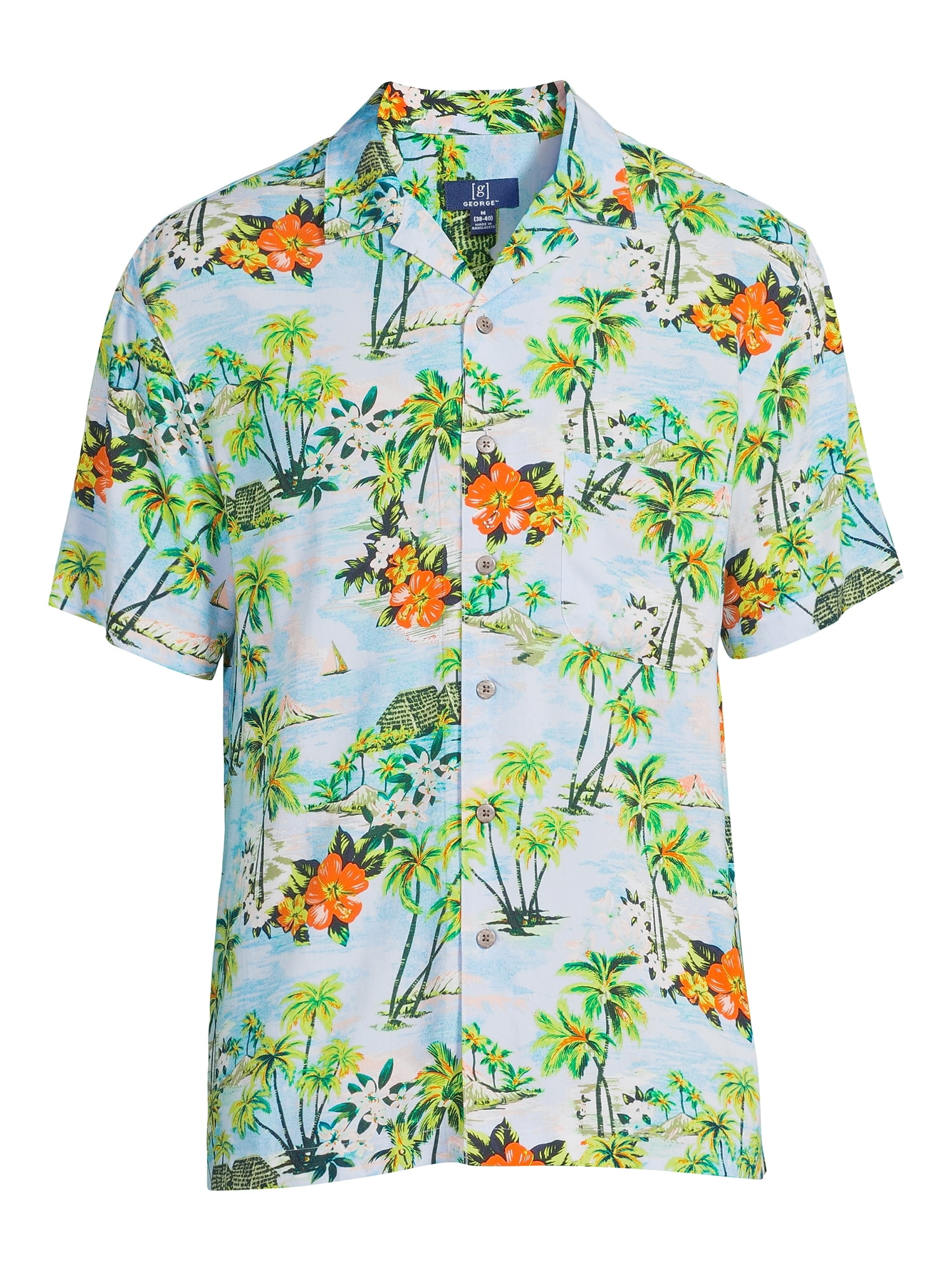 George Men’s Printed Short Sleeve Button Down Shirt