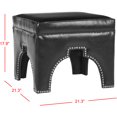 thumbnail image 4 of SAFAVIEH Grant Modern Glam Upholstered Ottoman w/ Silver Nail Heads, Black, 4 of 4