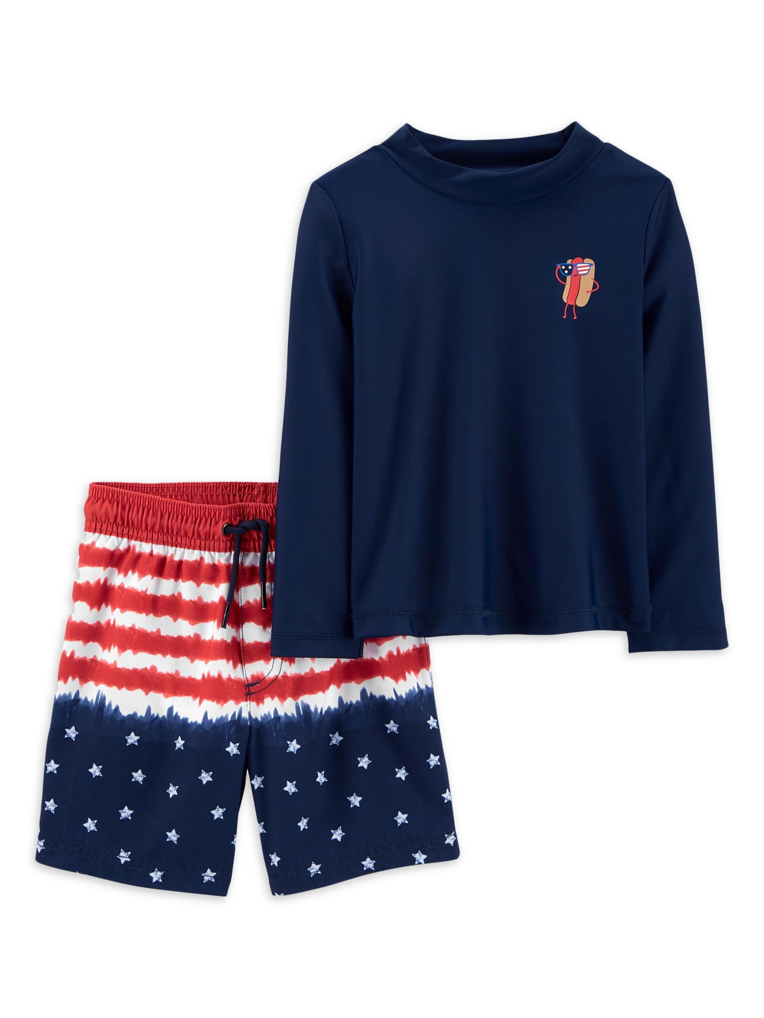 Child of Mine by Carters Long Sleeve Rash Guard 2-Piece Swim Set Red Crabs 