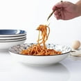 thumbnail image 4 of 40oz Blue and White Ceramic Pasta Bowls Set of 6, Microwave and Oven Safe Large Salad Serving Dishes, 4 of 7