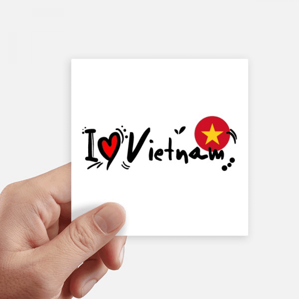 I Love Vietnam Word Flag Love Heart Illustration Sticker Square