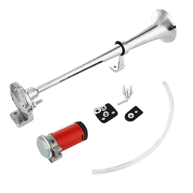 Potente Bocina De Aire De 12 V, 150 DB, 450 Mm, Cromo Y Zinc, Bocina De Aire Para Camión De Una Sola Trompeta Con Compresor Y Accesorios Para Camiones Macarena Cuerno de aire de trompeta simple