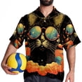thumbnail image 4 of Retro Cat Men's Short Sleeve Poplin Shirt, Casual Printed Button Down Summer Beach Shirt - Unisex, 4 of 6