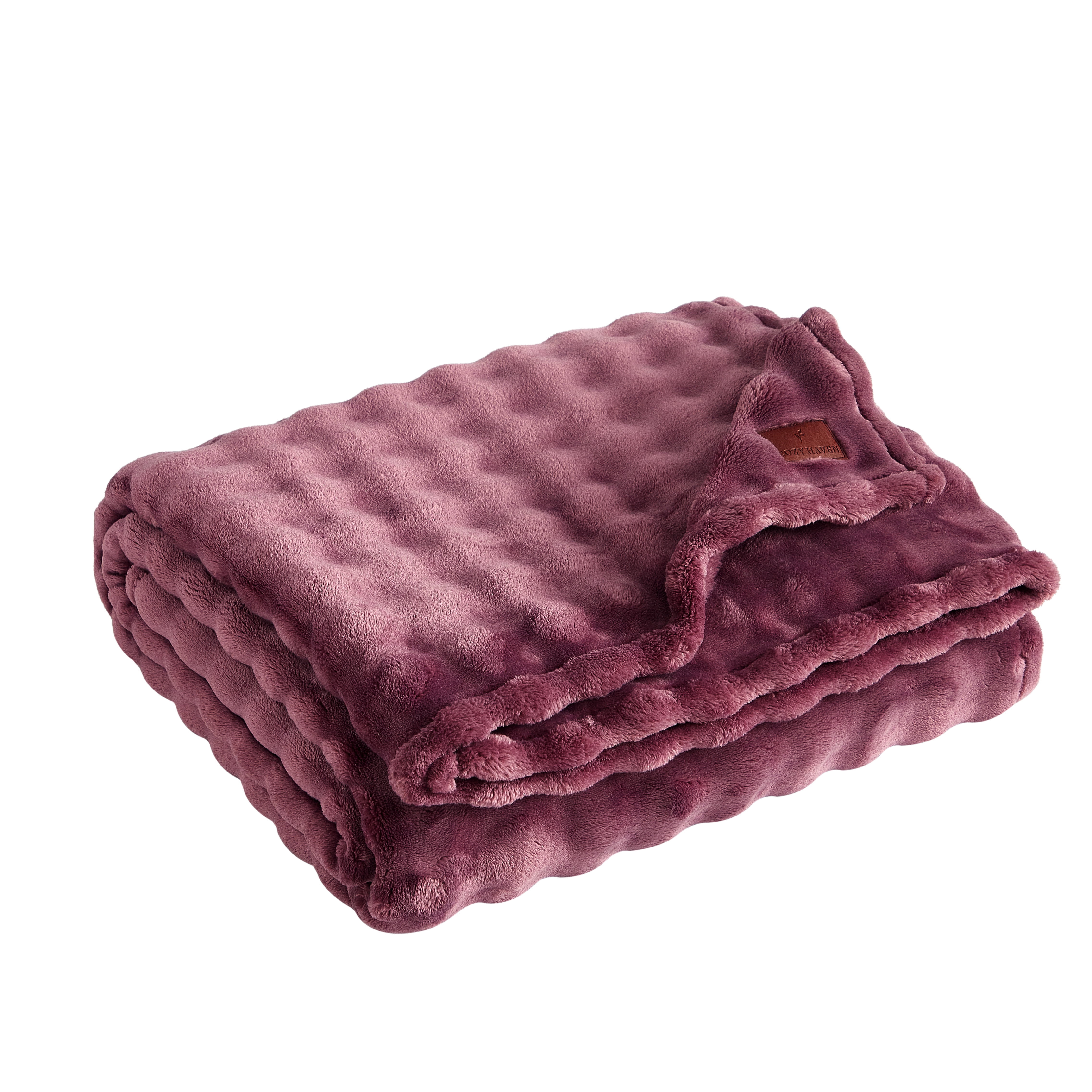 Cozy Haven Luxury Bubble Plush Oversized Couch Throw Blanket, Rose, 50 x 72 in