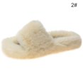 thumbnail image 2 of Woman House Sandals Fuzzy Non-skid Thick Open Toe Slides Cross Band Slippers, 2 of 10
