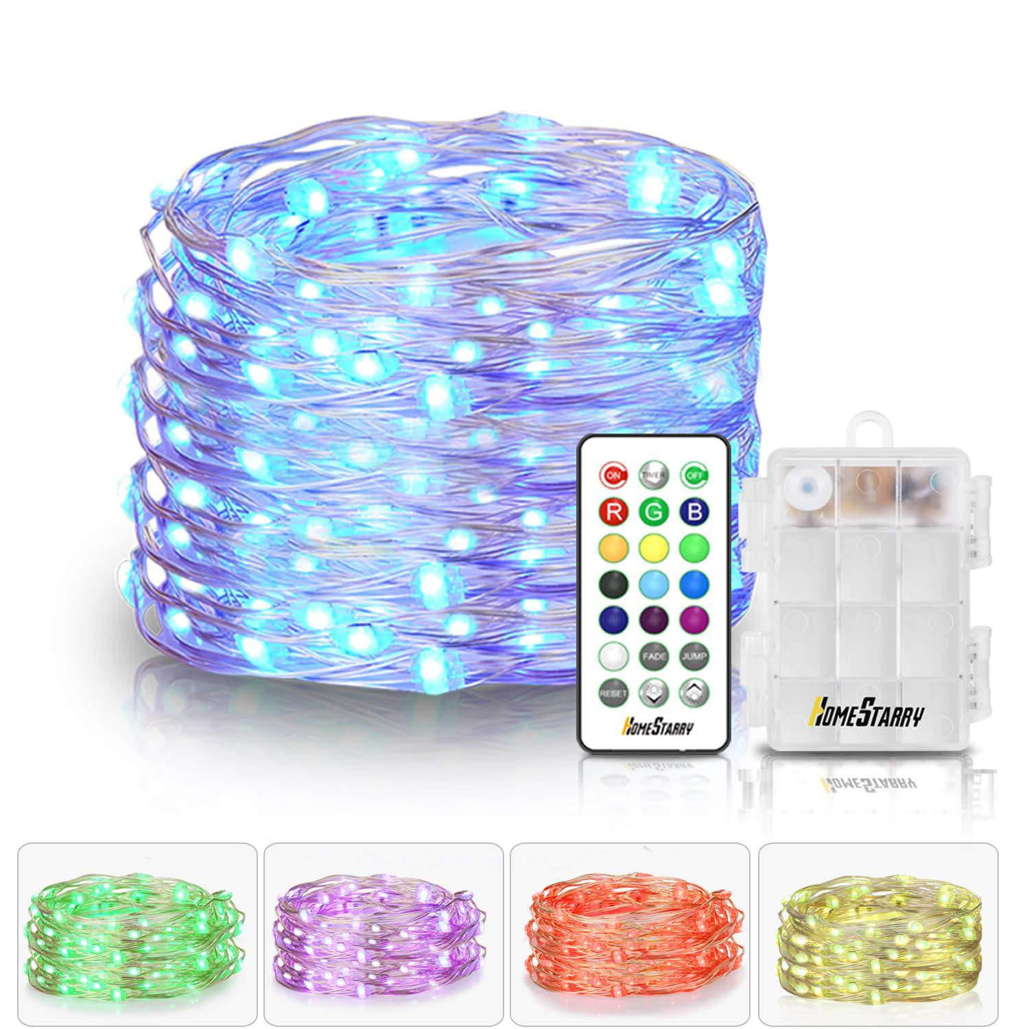 Multicolor Led Fairy String Lights 5M 50LEDs Battery Operated Remote Control New 