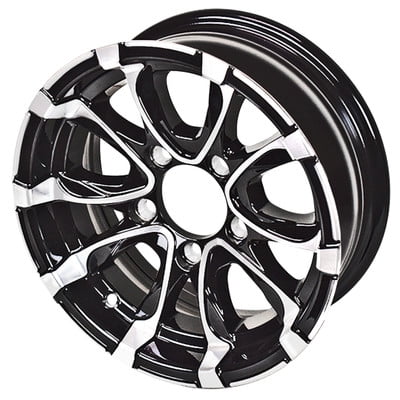 15x6 5-Lug on 4.5" RSR Aluminum Trailer Wheel - Black Inlay