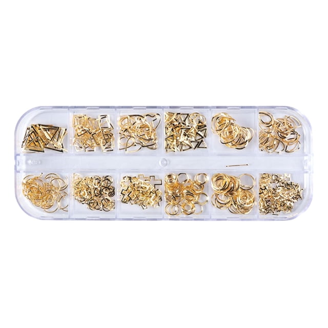 Soidarity Mujeres Nail Art Studs Niñas Manicura Artesanía Decoración Salón de moda Uña Belleza Decorativa 12 Rejillas Metal con caja Juegos de manicura Tipo 1 Soidarity CE014324-01