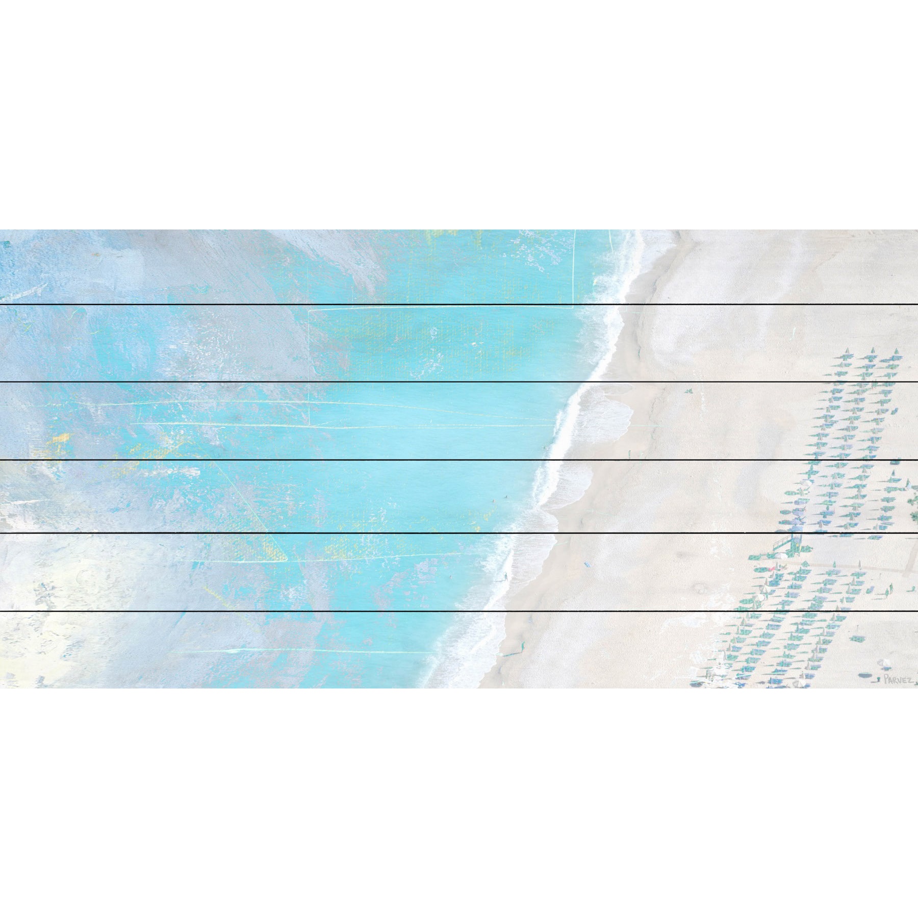 "Hazy Beach" Painting Print on White Wood