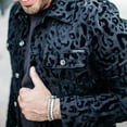 thumbnail image 2 of Chaqueta con estampado de leopardo para hombre Tendencia de moda Casual Chaqueta superior de manga larga con estampado de leopardo de un solo pecho Negro S, 2 of 5
