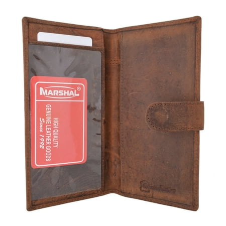 - Vintage Genuine Leather RFID Blocking Simple Checkbook Cover with Snap Closure RFID157HTC