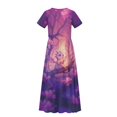 thumbnail image 6 of Uourmeti Girls Casual Dresses Swing Purple Dragon Flower Printed Short Sleeve Loose Maxi Dresses for Birthday Party, Kindergarten, Daily Wear, Size 7-8 Years, 6 of 7