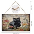 thumbnail image 2 of Floral Black Cat Decor Wall Decor Hanging Wall Art Wood Plaque Signs for Girls Dorm, Kitty Wall Art Ready to Hang for Office Living Room Home Decorations 10"x16", 2 of 8