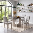 thumbnail image 5 of Leovanni 48inch Round Dining Table Set for 4 Modern Solid Wood 5-Piece Kitchen & Dining Room Set with Upholstered Chairs Pedestal Base, Gray, 5 of 7