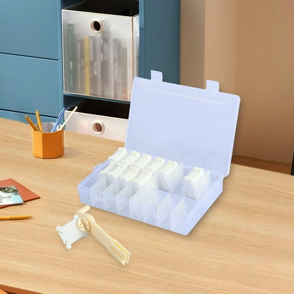 Embroidery Floss Organizer Set Embroidery Thread Storage Box Tool with Floss Winder 100 Floss Bobbins Removable 24 Compartments Storage Box for Craft DIY Embroidery Cross Stitch