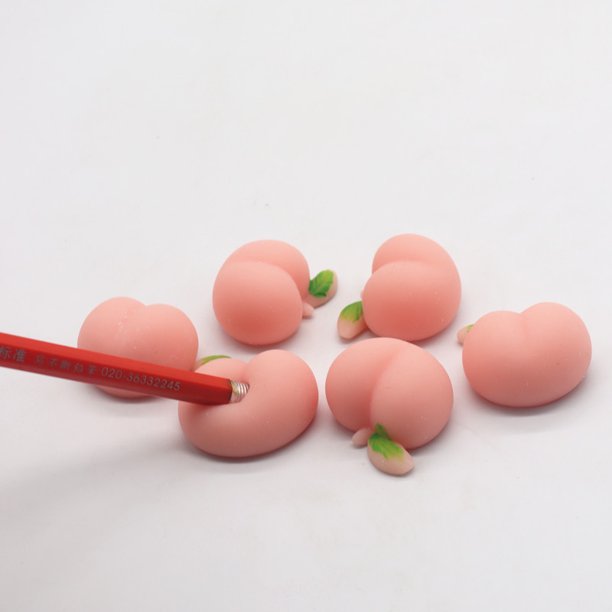 3 piezas de súper linda bola de masa hervida melocotón tridimensional melocotón melocotón música lindo pegamento suave TPR, 3,5 cm